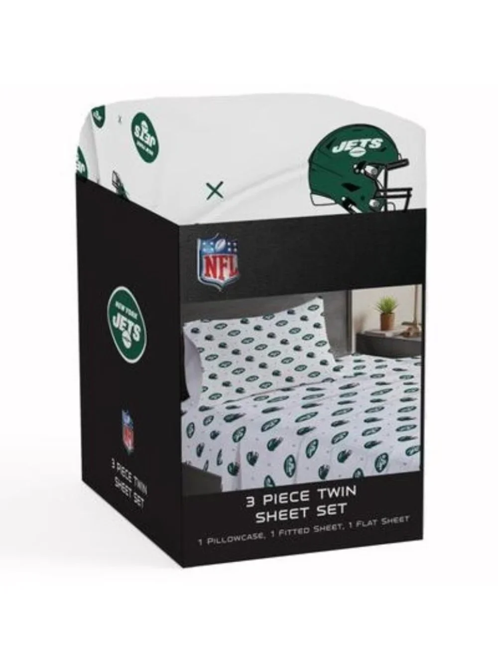NWT Pegasus New York Jets Three-Piece Twin Sheet Set MSRP $38.69